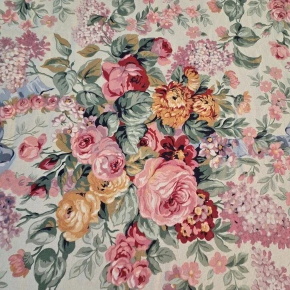 Vtg Ralph Lauren Chintz Tablecloth 100% Cotton Romantic Cottagecore 57"x82" - Picture 3 of 5